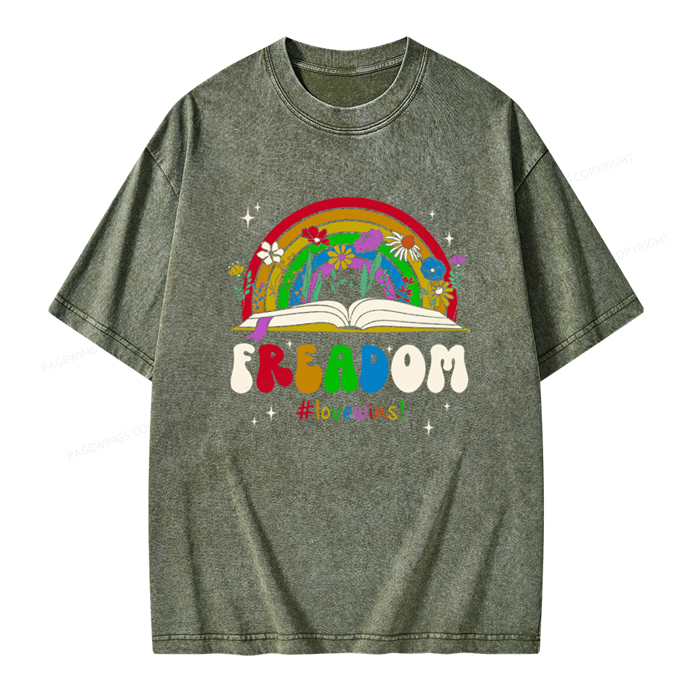 Pagewings Read Banned Books Unisex Washed T-shirt