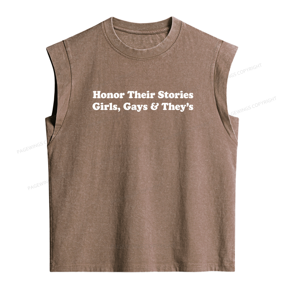 Pagewings Honor Their Stories Women's Washed Tank Top