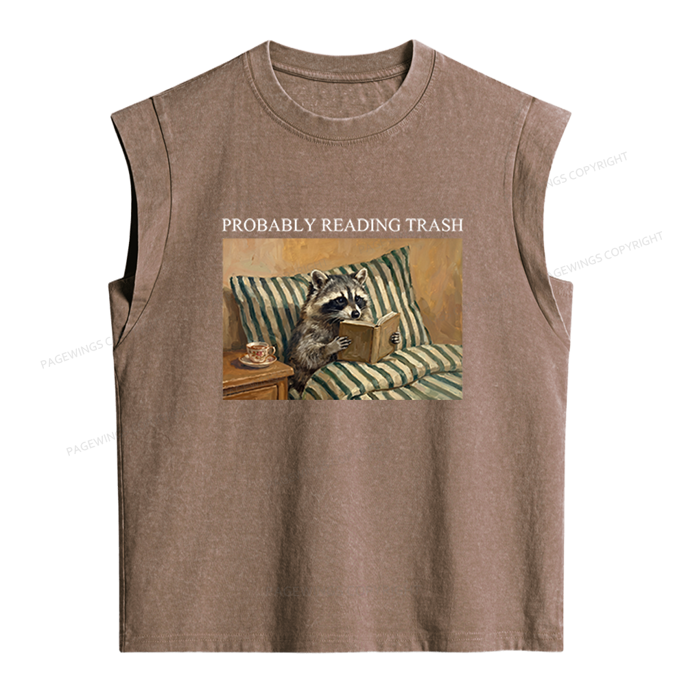 Pagewings Probably Reading Trash Women's Washed Tank Top