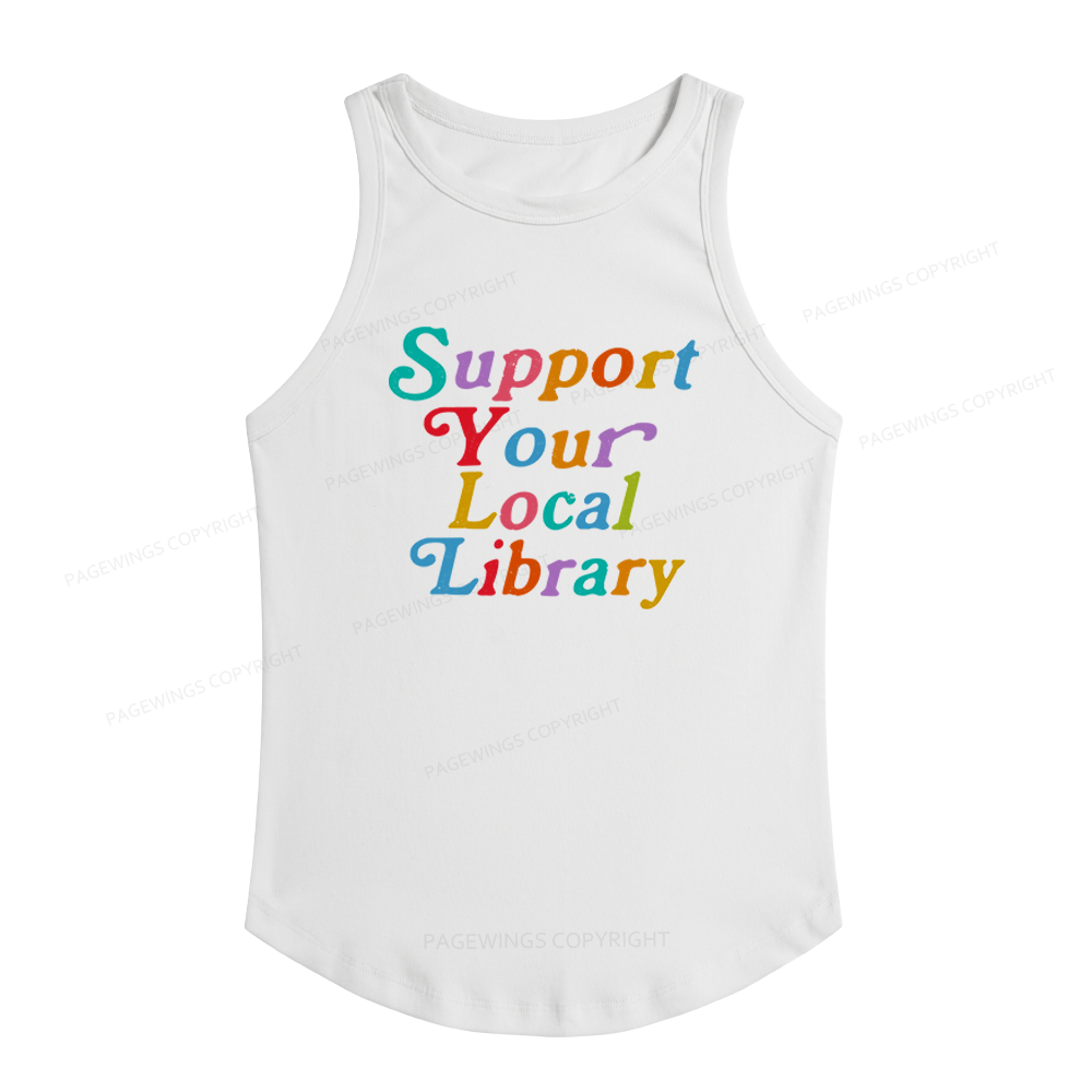 Pagewings Slim Fit Support Your Local Library Women's Fitted Tank Top