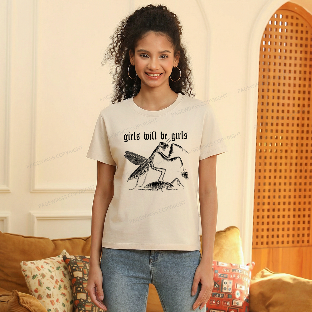 Pagewings Girls Will Be Girls Women's Washed T-shirt