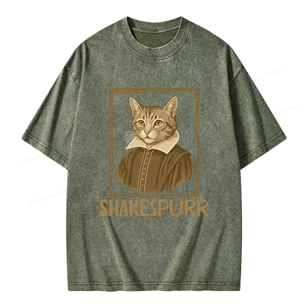 Pagewings Shakespurr Unisex Washed T-shirt