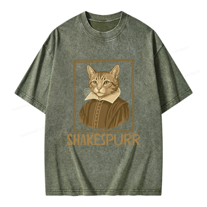 Pagewings Shakespurr Unisex Washed T-shirt