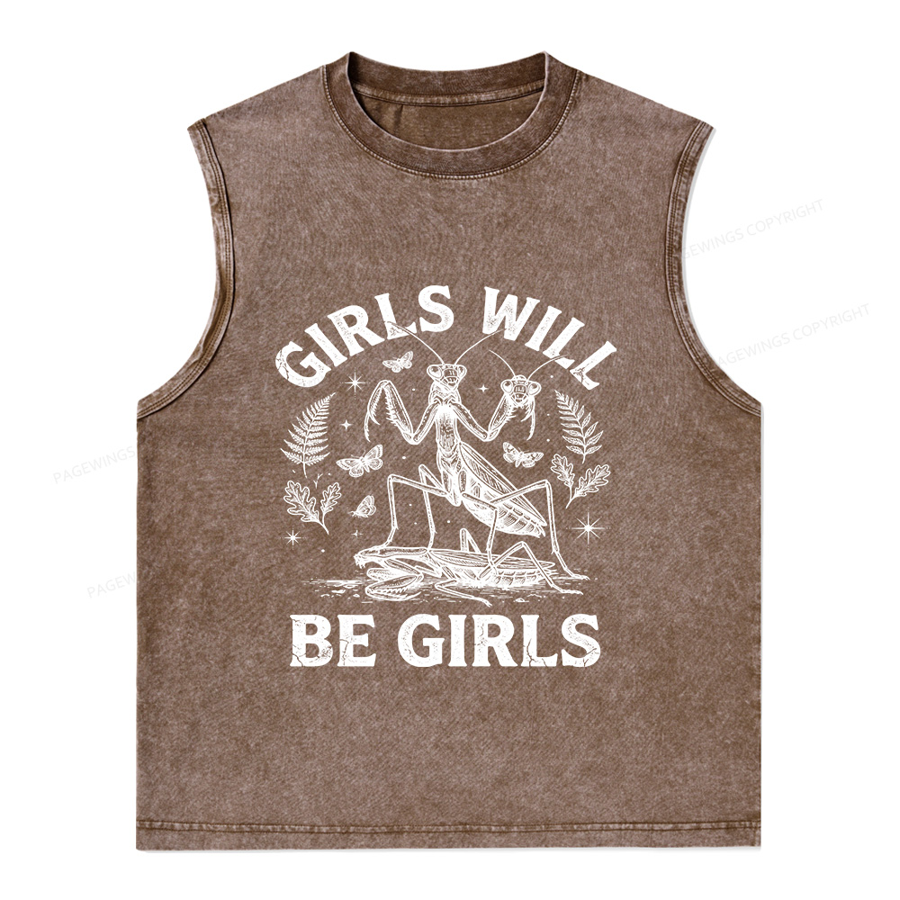 Pagewings Girls Will Be Girls Unisex Washed Tank Top