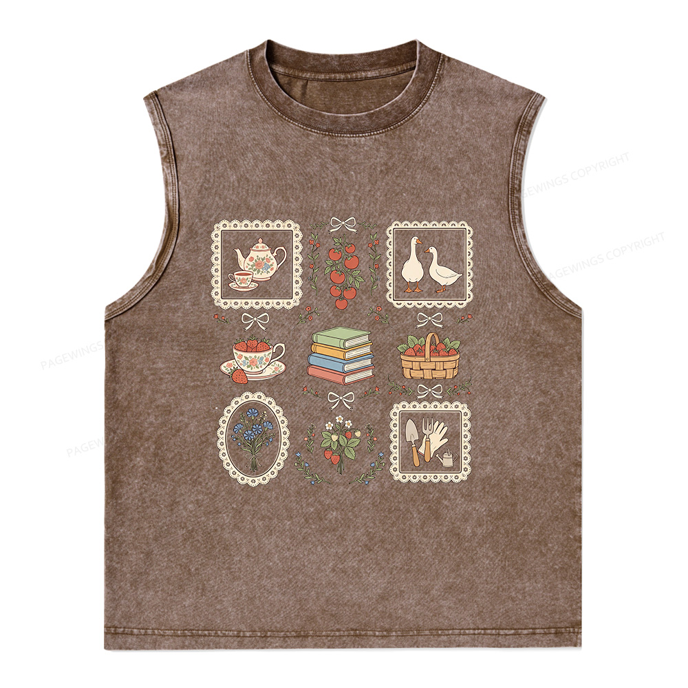 Pagewings Goose Reading Unisex Washed Tank Top