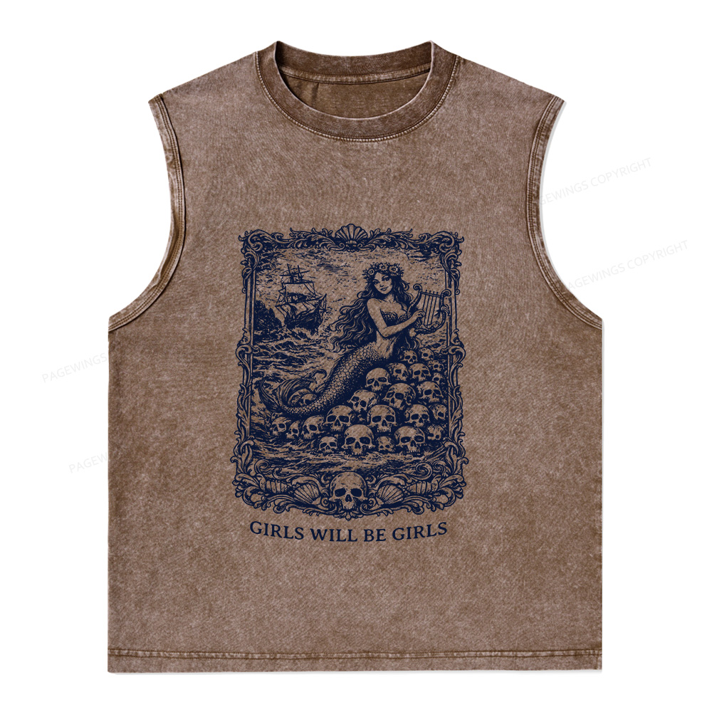 Pagewings Girls Will Be Girls Unisex Washed Tank Top