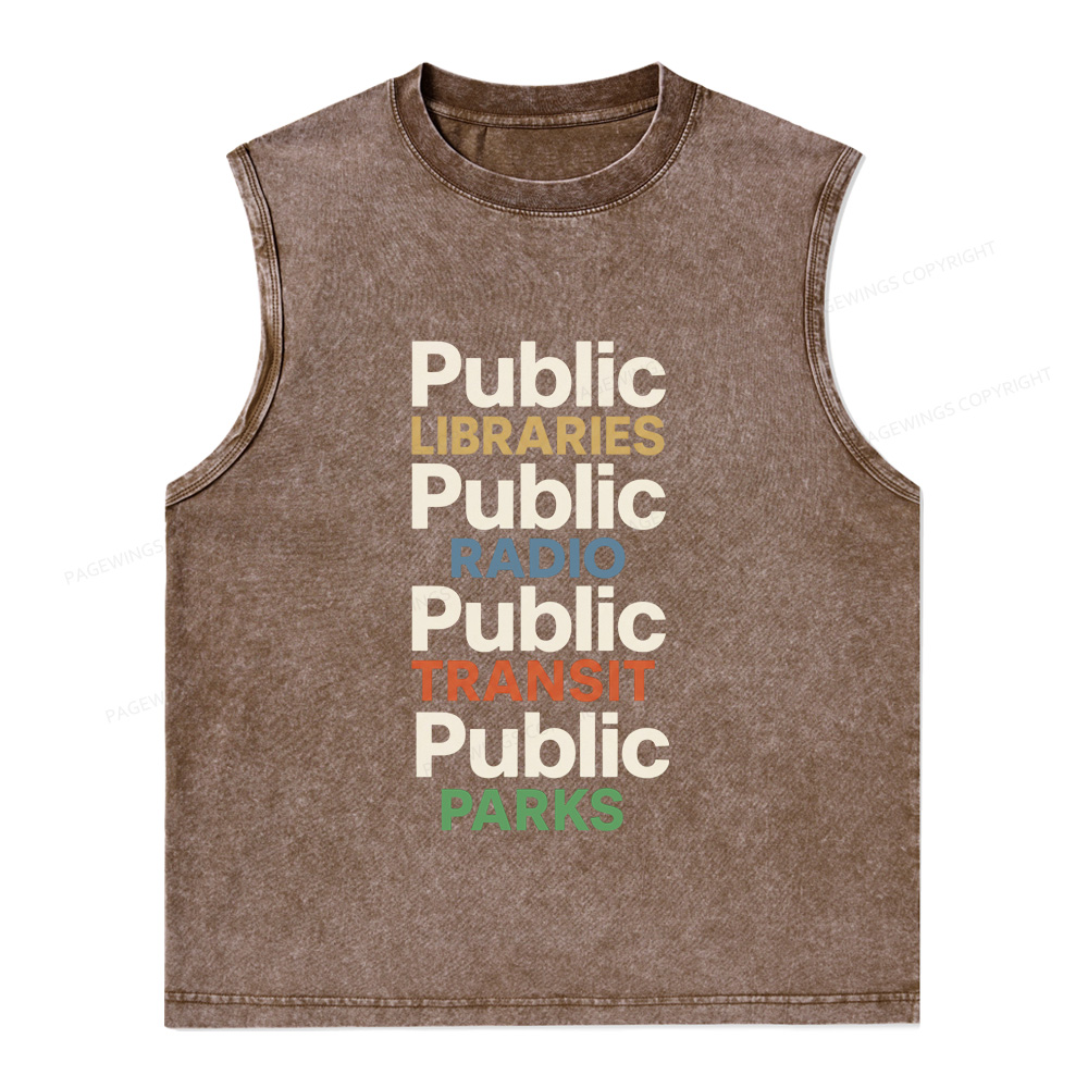 Pagewings Public Libraries Unisex Washed Tank Top