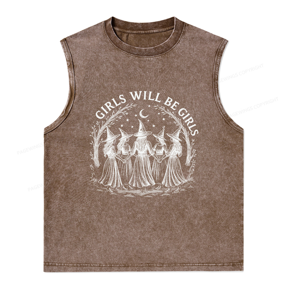 Pagewings Girls Will Be Girls Unisex Washed Tank Top