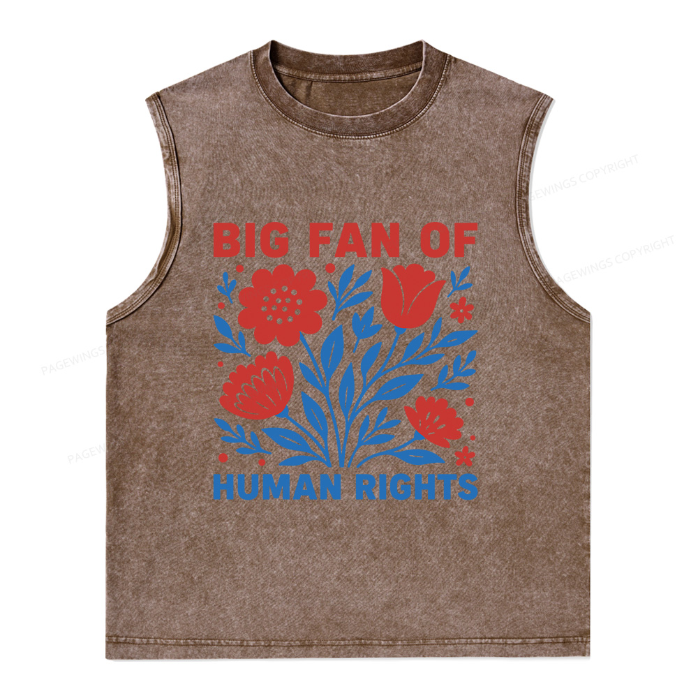 Pagewings Big Fan Of Human Rights Unisex Washed Tank Top