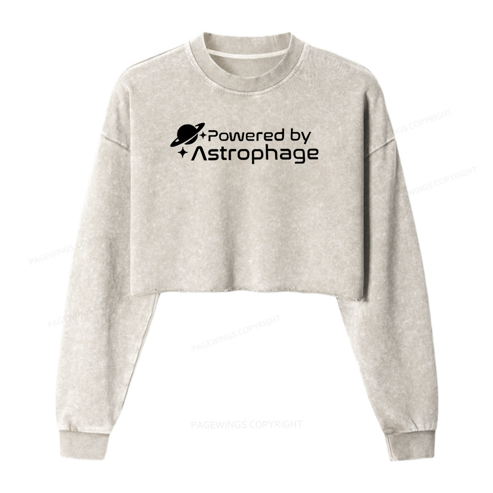 Pagewings Science Fiction Lover Washed Crop Sweatshirt
