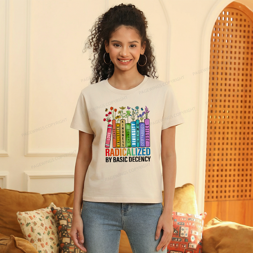 Pagewings Radicalized by Basic Decency Women's Washed T-shirt