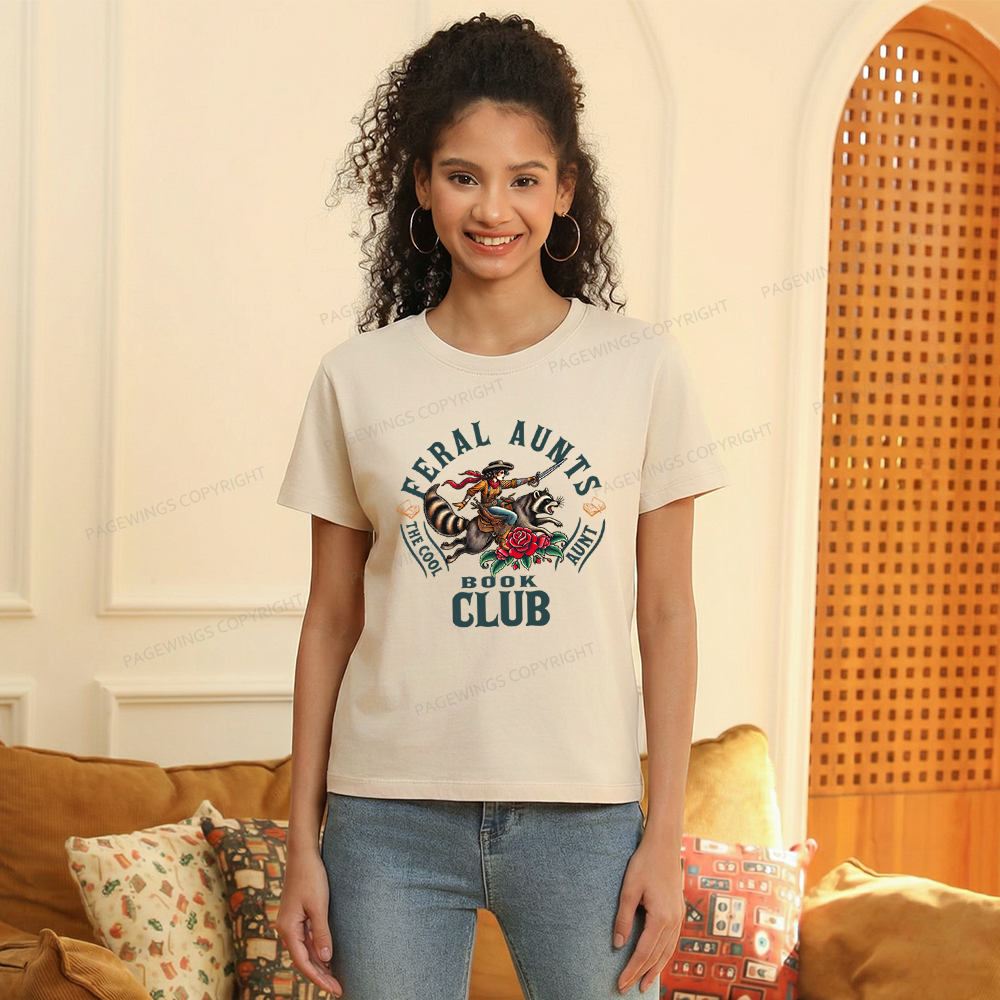 Pagewings Feral Aunt Book Club Women's Washed T-shirt