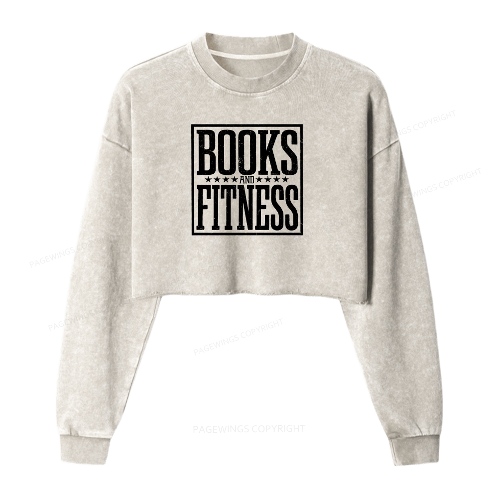 Pagewings Books And Fitness Washed Crop Sweatshirt