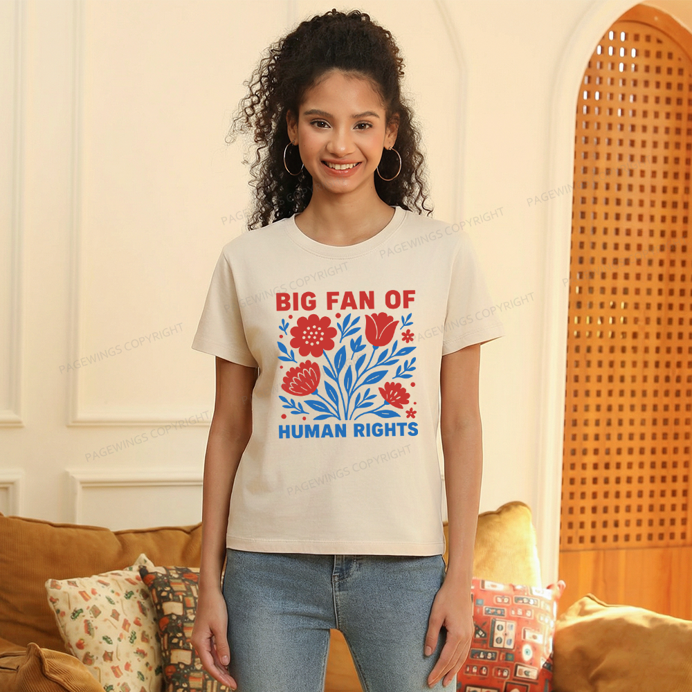 Pagewings Big Fan of Human Rights Women's Washed T-shirt