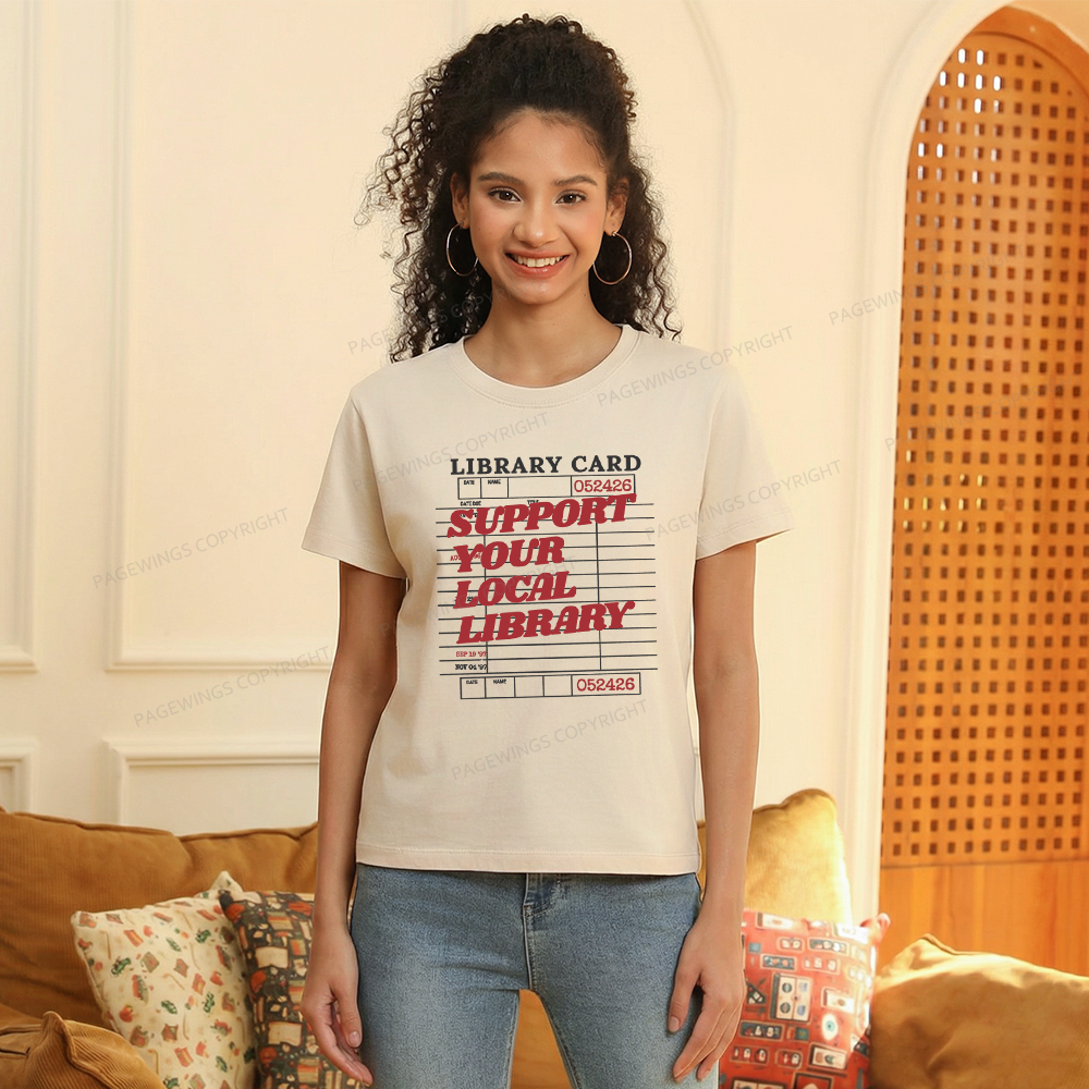 Pagewings Support your Local Library Women's Washed T-shirt