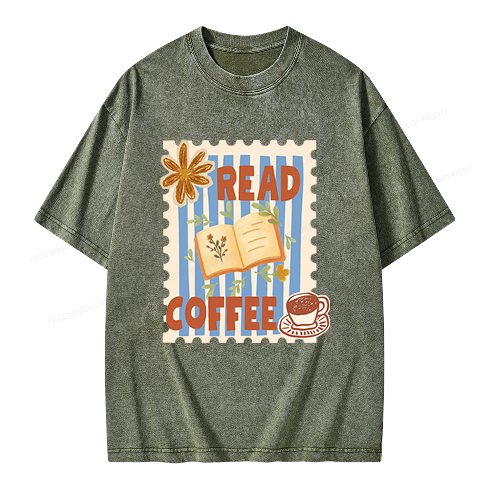 Pagewings Coffee And Read Unisex Washed T-shirt