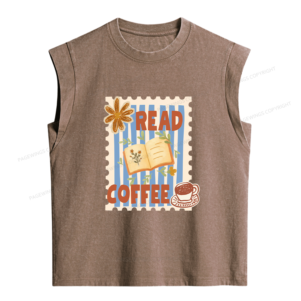 Pagewings Read Coffee Women's Washed Tank Top