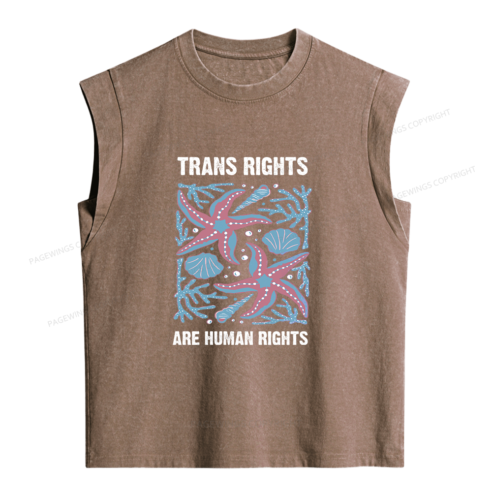 Pagewings Trans Rights  Are Human Rights Women's Washed Tank Top