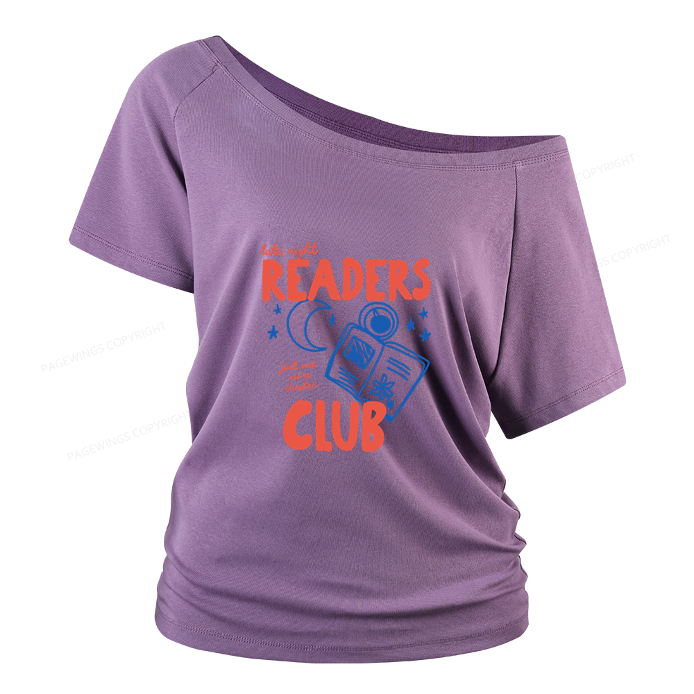 Pagewings Late Night Readers Club Women Off Shoulder T-shirts