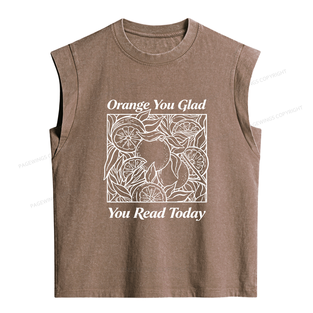 Pagewings Orange You Glad You Read Today Women's Washed Tank Top