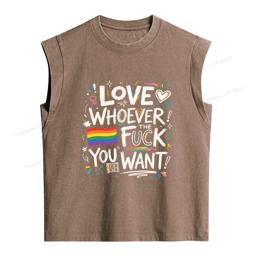 Pagewings Love Whoever You Want Women's Washed Tank Top