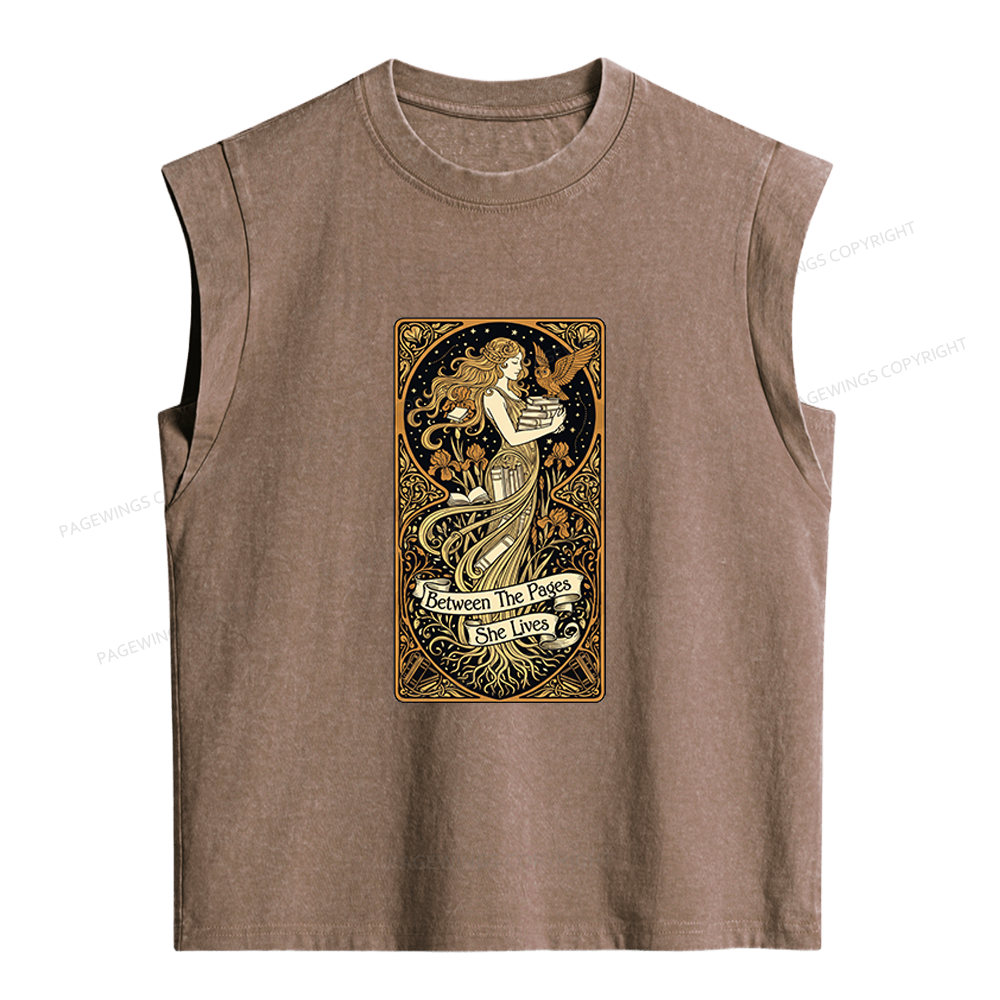 Pagewings Between The Pages She Lives Women's Washed Tank Top