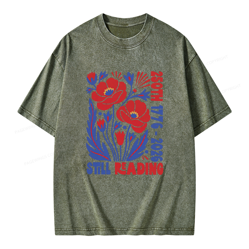Pagewings Still Reading Unisex Washed T-shirt