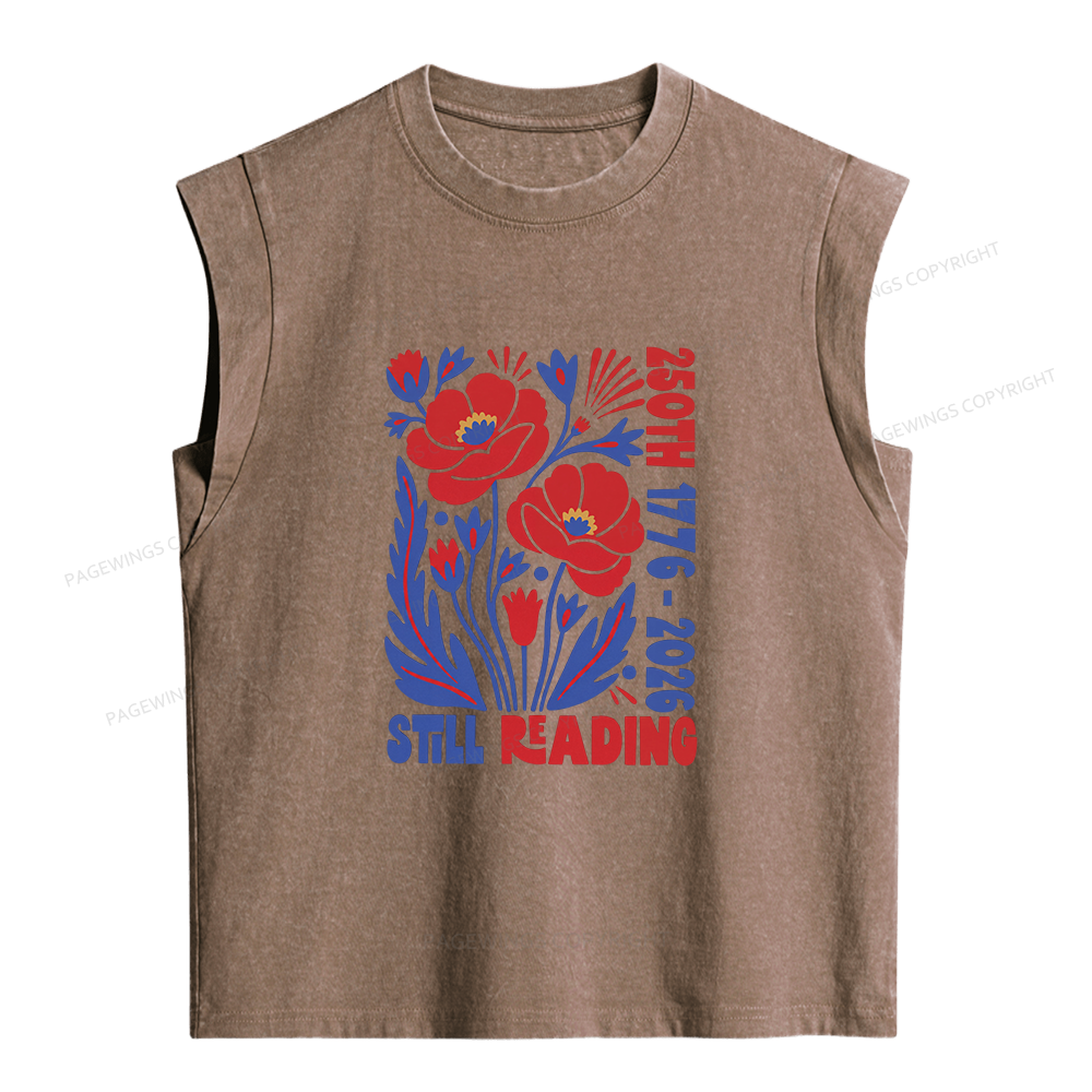Pagewings 250th Still Reading Women's Washed Tank Top