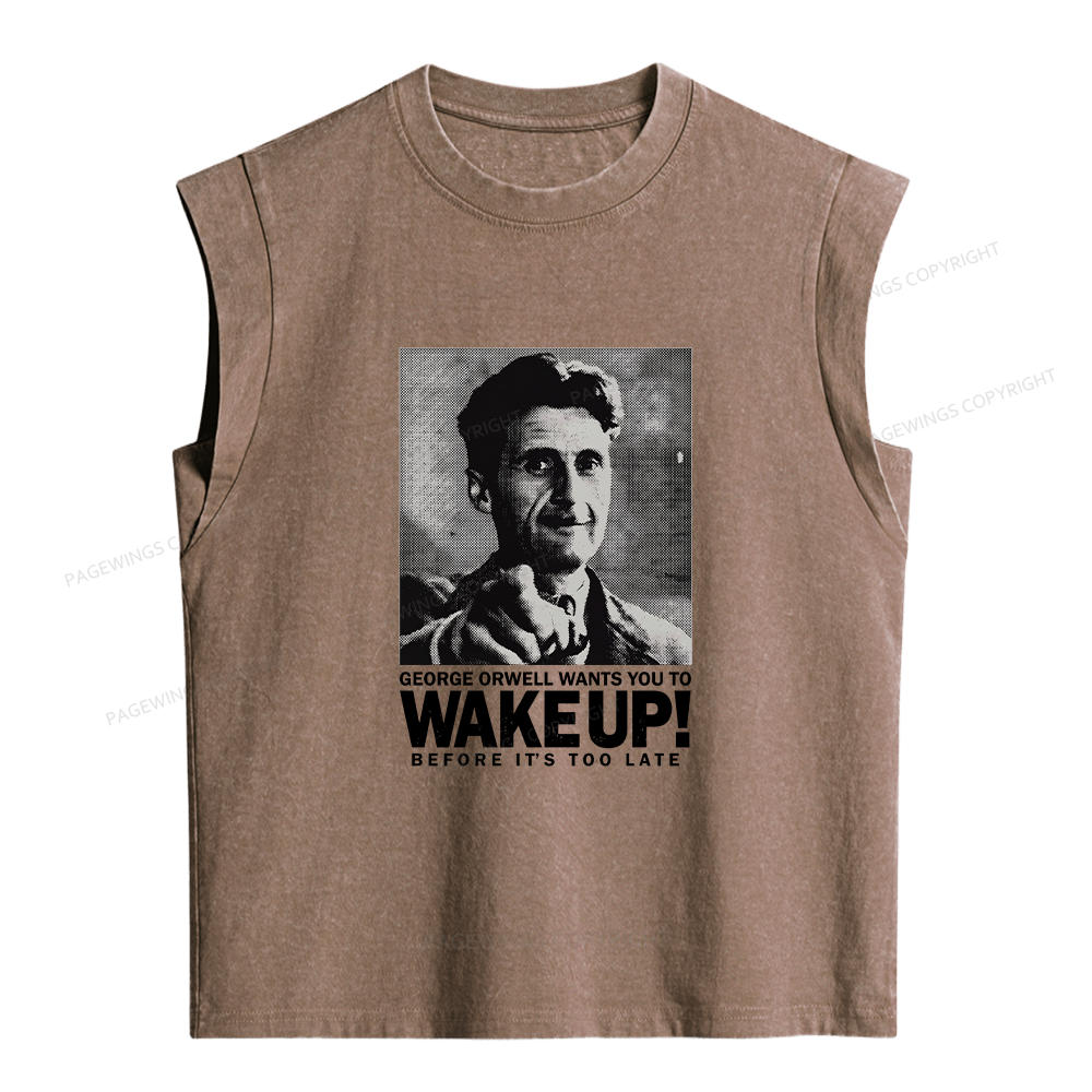 Pagewings Wants You To Wake Up Women's Washed Tank Top