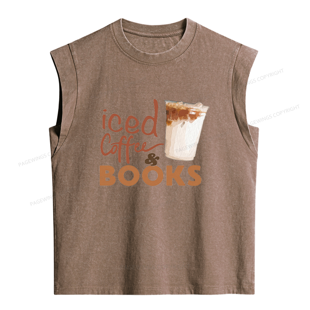 Pagewings Iced Coffee Books Women's Washed Tank Top