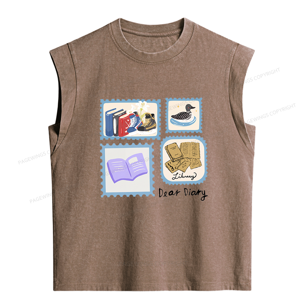 Pagewings Dear Diary Women's Washed Tank Top