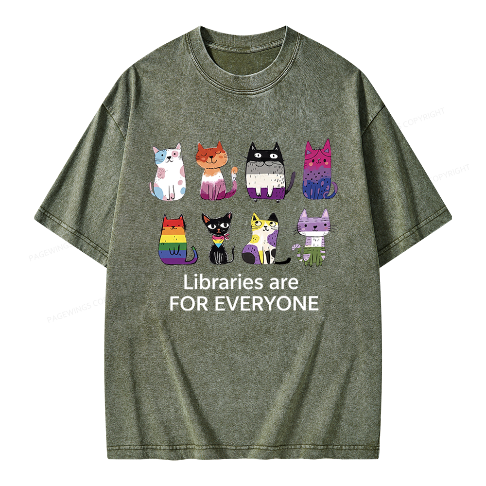 Pagewings Libraries Are For Everyone Unisex Washed T-shirt