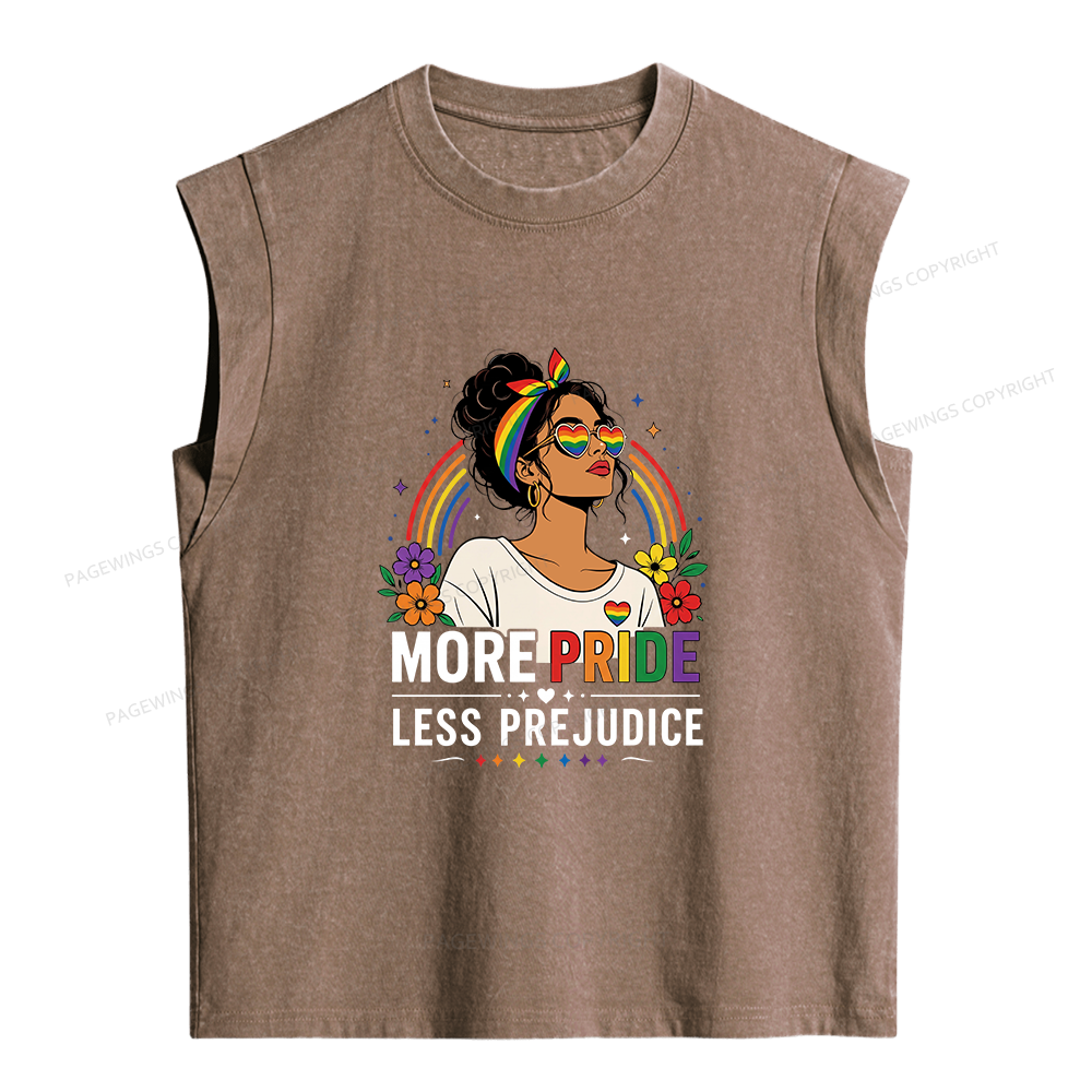 Pagewings More Pride Less Prejudice Women's Washed Tank Top