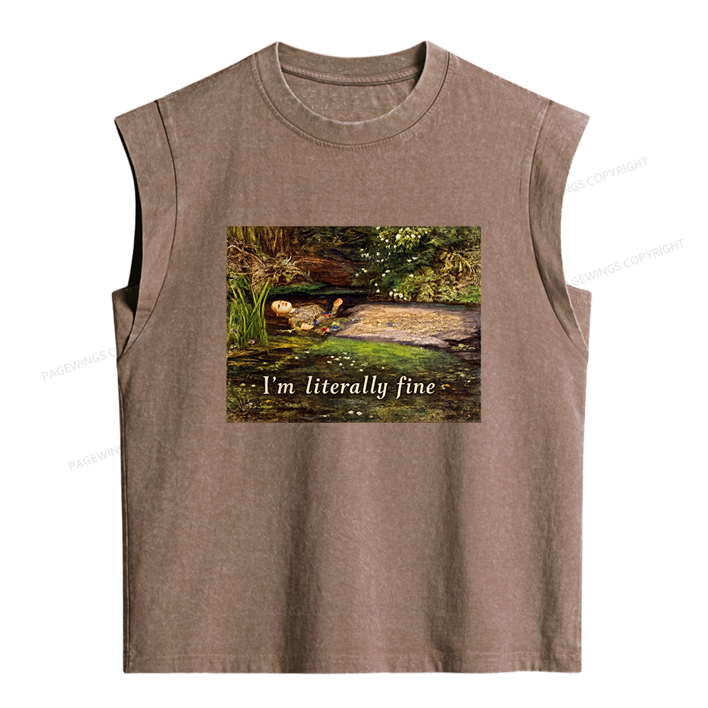 Pagewings I'm Literally Fine Women's Washed Tank Top
