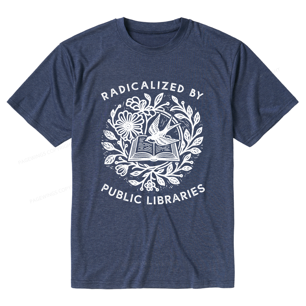Pagewings Soft Radicalized By Public Libraries Unisex Heather T-Shirt