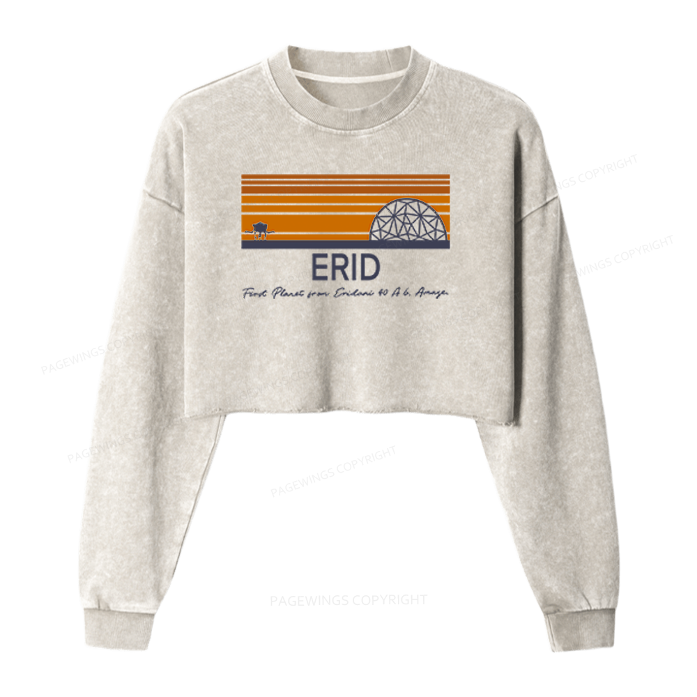 Pagewings Sci-Fi Bookish Washed Crop Sweatshirt