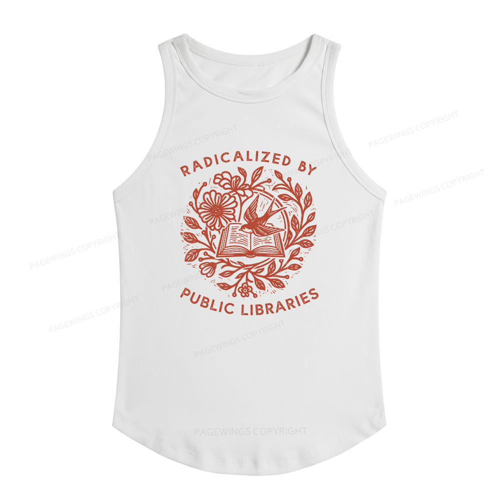 Pagewings Slim Fit Radicalized By Public Libraries Women's Fitted Tank Top 