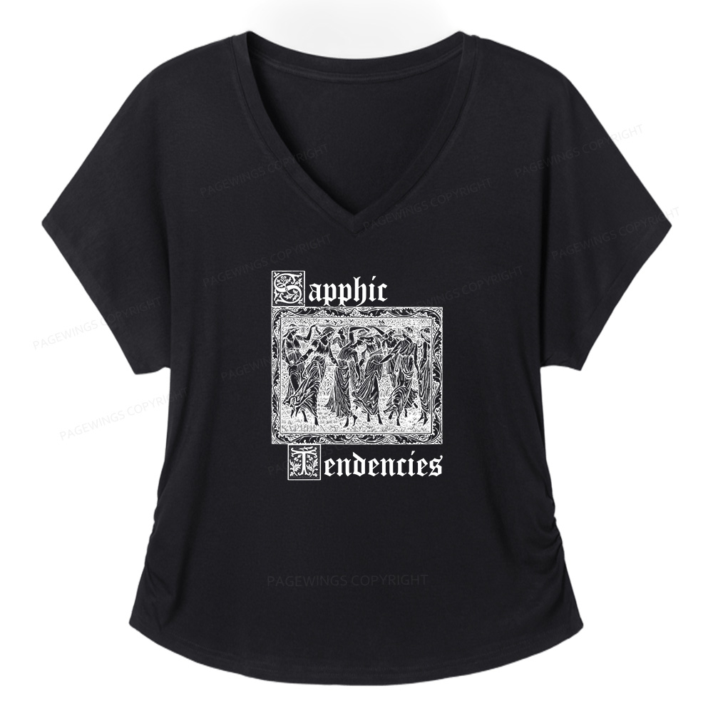 Pagewings Sapphic Tendencies Soft Women's Modal V-neck T-shirt