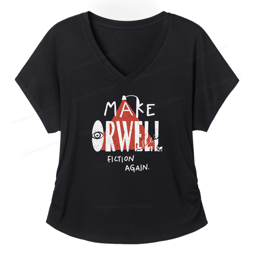 Pagewings Make Orwell Fiction Again Soft Women's Modal V-neck T-shirt  