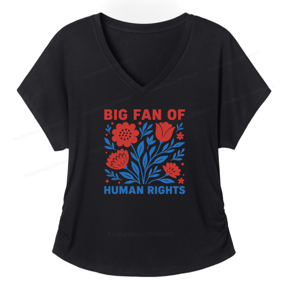 Pagewings Big Fan Of Human Rights Soft Women's Modal V-neck T-shirt  
