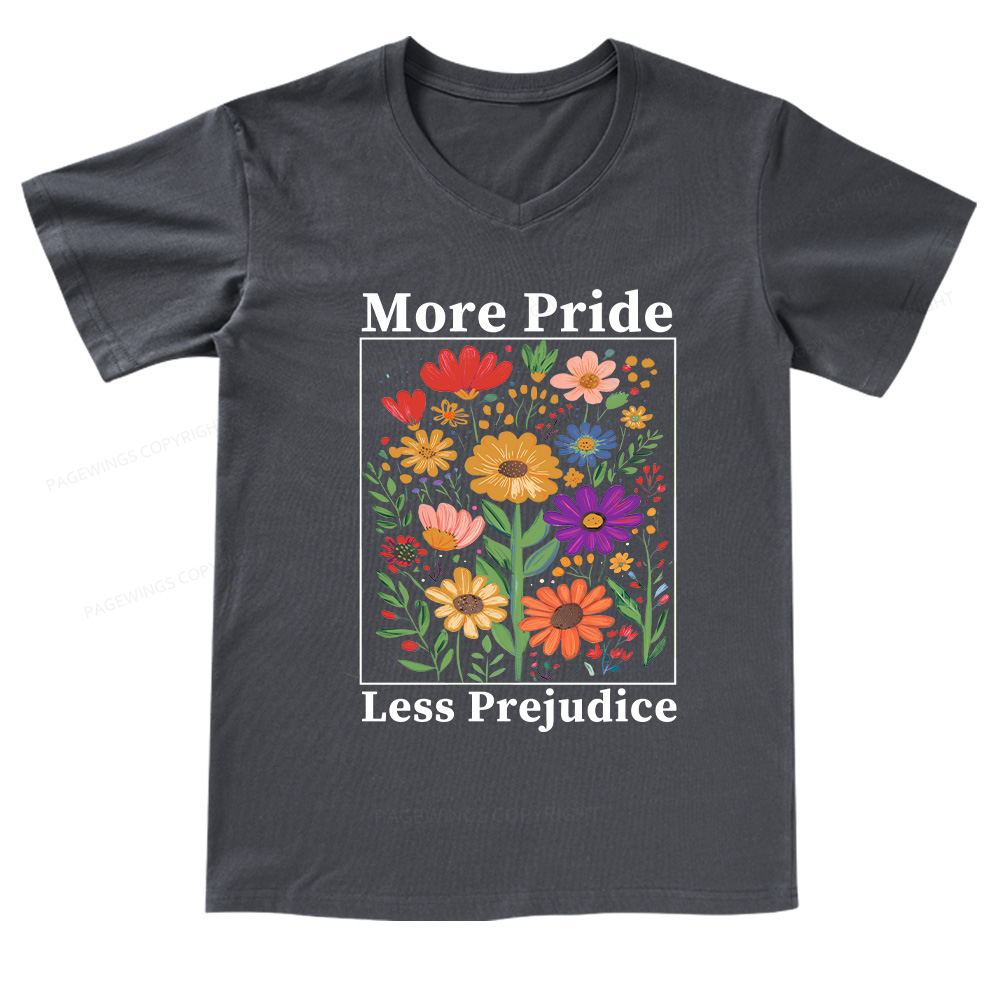 Pagewings More Pride Less Prejudice V-neck T-shirt