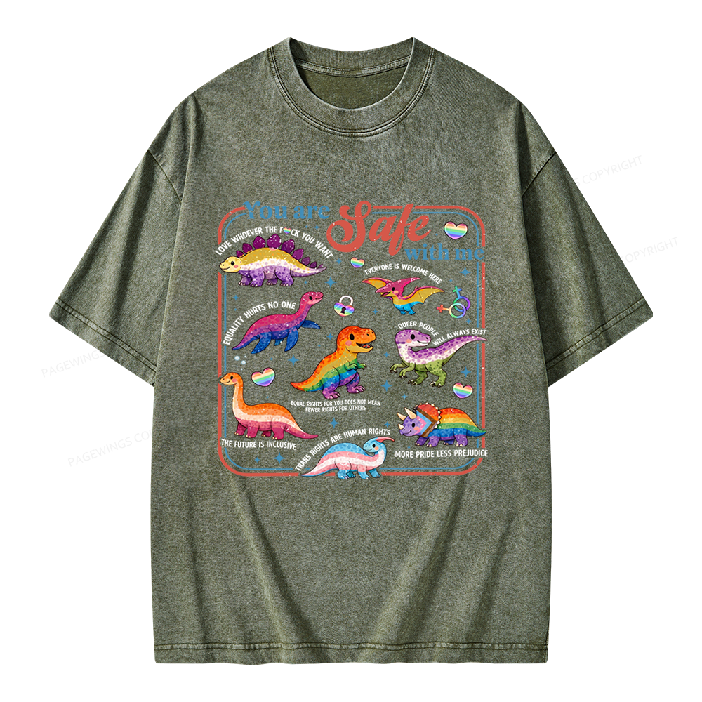 Pagewings You Are Safe With Me Unisex Washed T-shirt