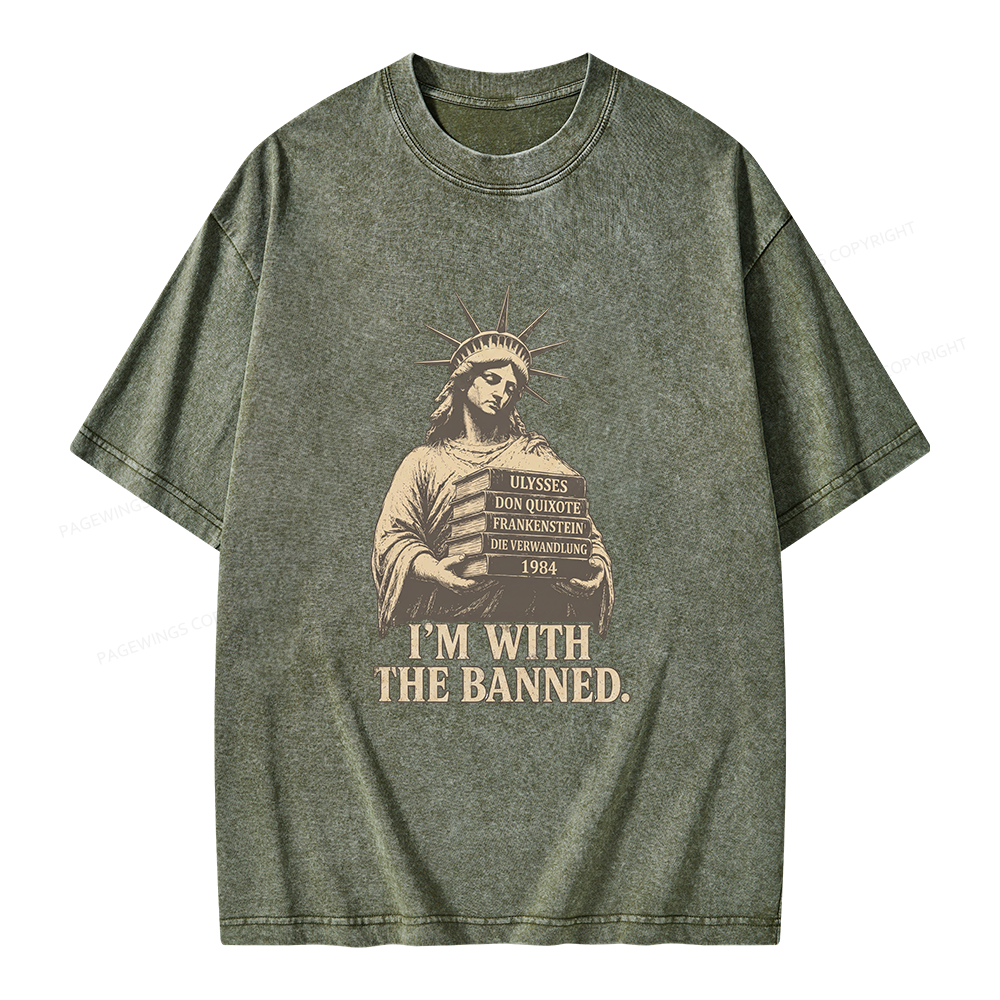 Pagewings I'm With The Banned Unisex Washed T-shirt