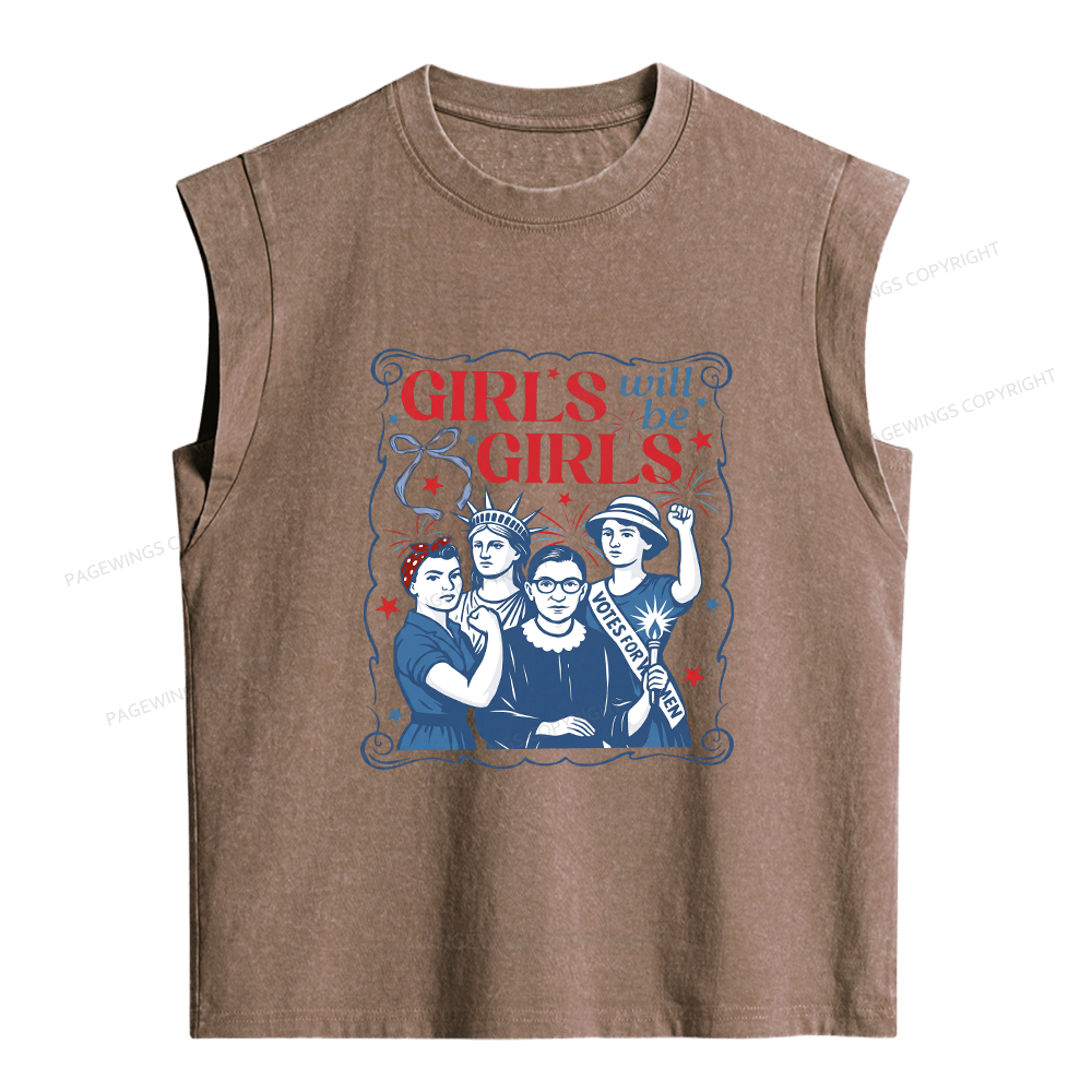 Pagewings Girls Will Be Girls Women's Washed Tank Top