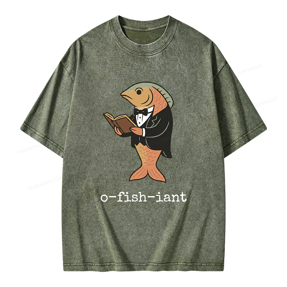 Pagewings Reading Fish Unisex Washed T-shirt
