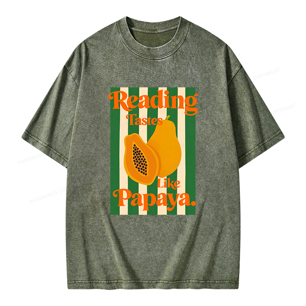 Pagewings Reading Tastes Like Papaya Unisex Washed T-shirt