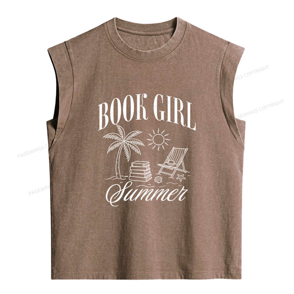 Pagewings Book Girl Summer Women's Washed Tank Top