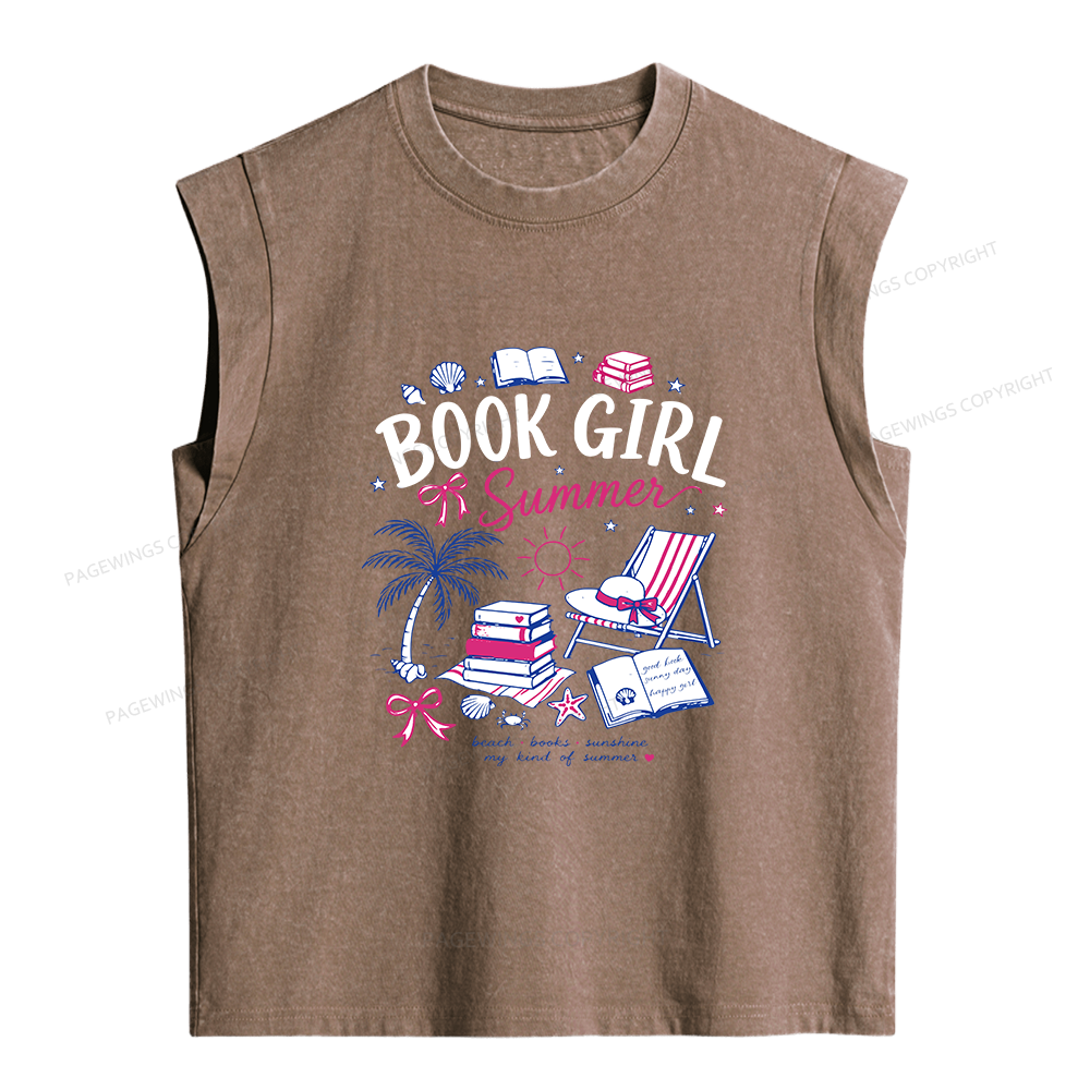 Pagewings Book Girl Summer Women's Washed Tank Top