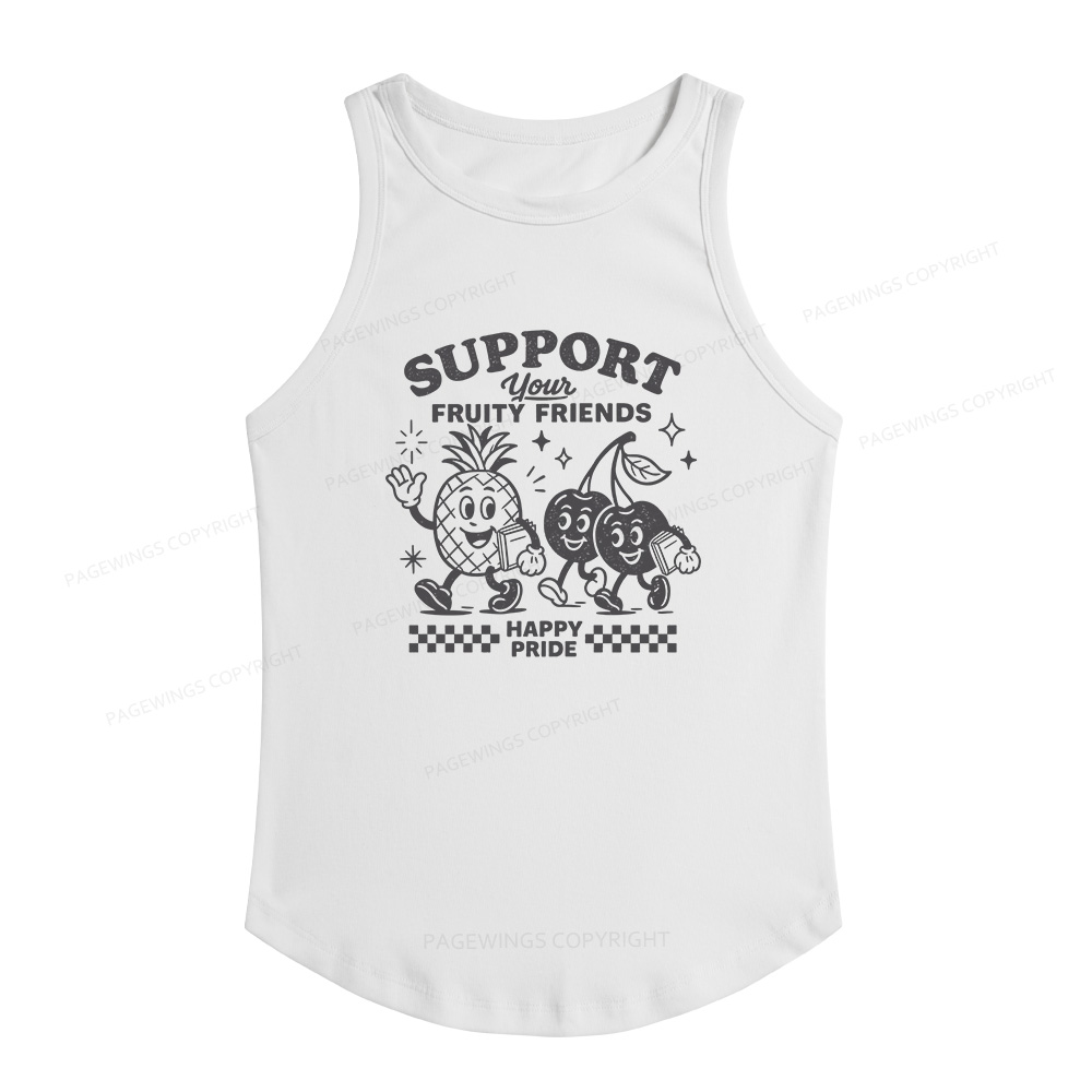 Pagewings Slim Fit Fruity Friends Women's Fitted Tank Top 