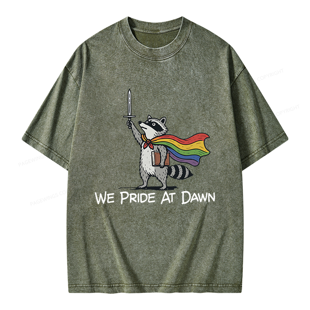 Pagewings We Pride At Dawn Unisex Washed T-shirt